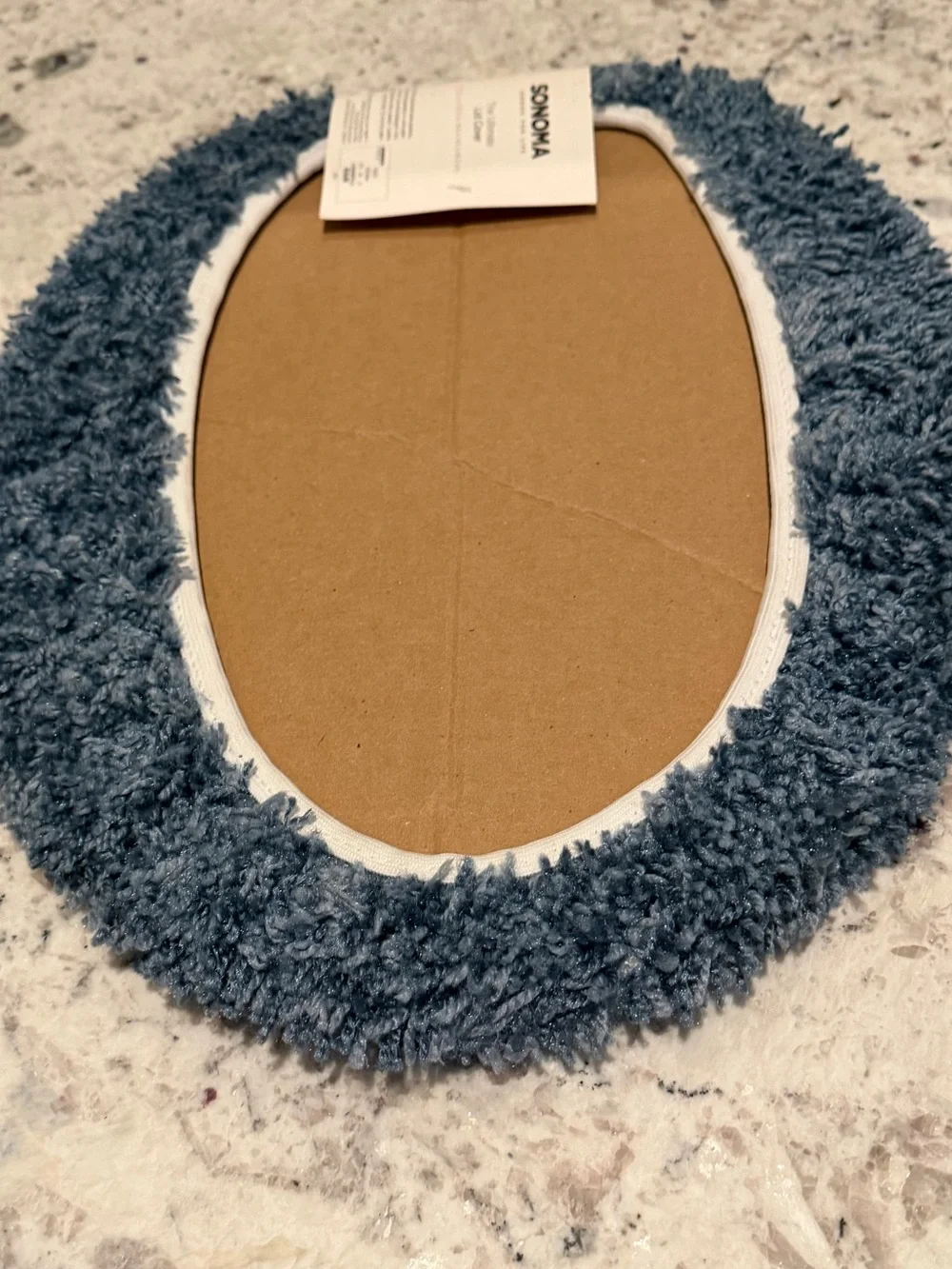 NWT Sonoma Goods For Life The Ultimate Toilet Lid Cover Plush Shag in Slate Blue